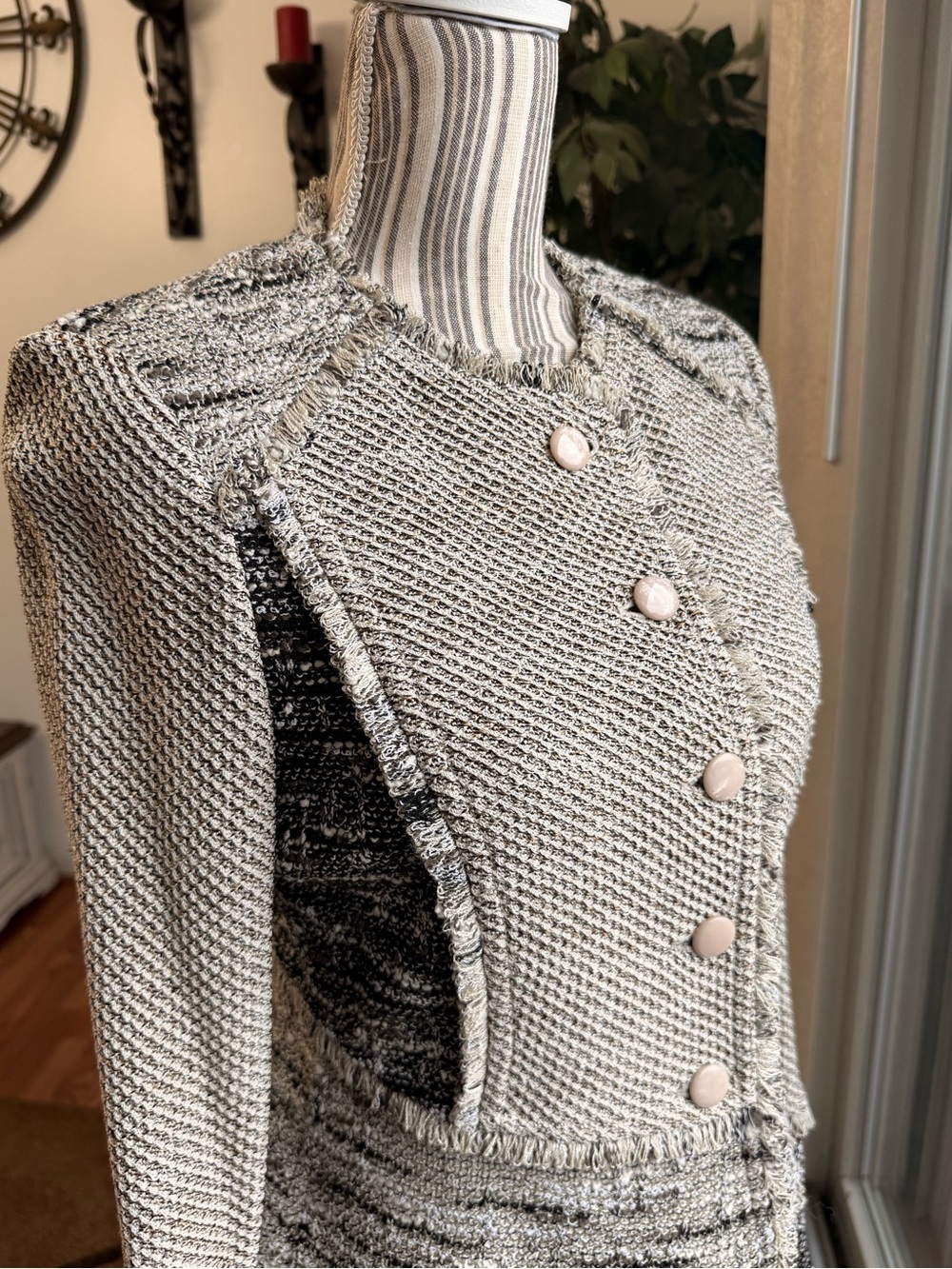 St. John Tweed-Inspired Fringe-Trim Knit Blazer - Picture 3 of 13
